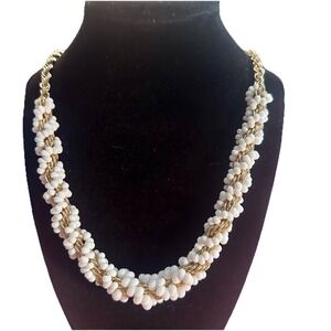 Banana Republic White Gold Toned Twisted Beaded Necklace